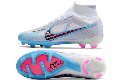 Nike Air Zoom Mercurial Superfly 9 Elite FG Firm Ground Soccer Cleats - White/Blue/Pink