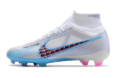 Nike Air Zoom Mercurial Superfly 9 Elite FG Firm Ground Soccer Cleats - White/Blue/Pink