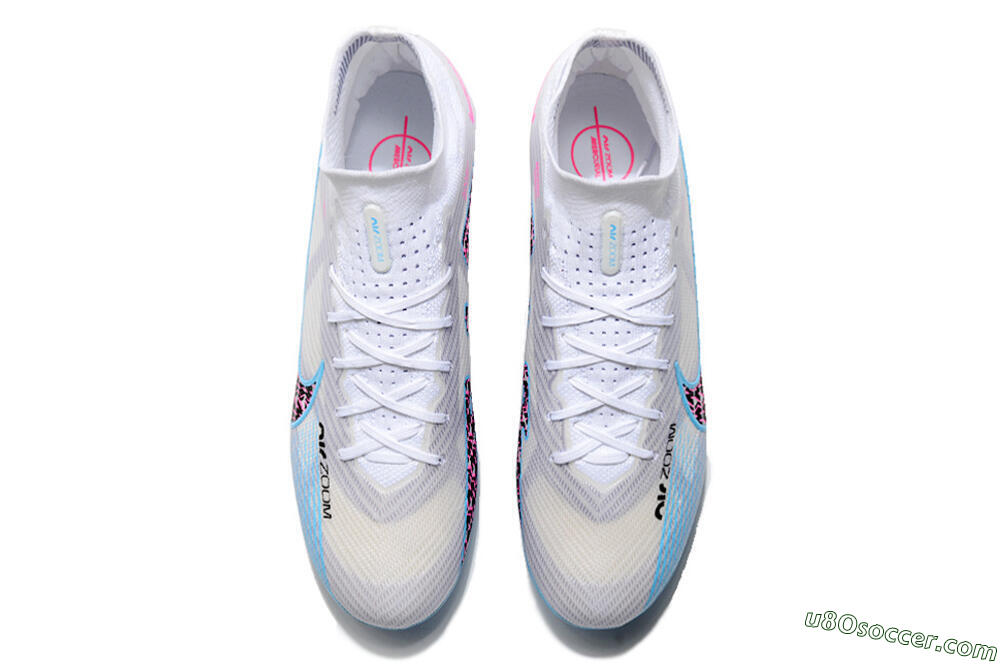 Nike Air Zoom Mercurial Superfly 9 Elite FG Firm Ground Soccer Cleats - White/Blue/Pink 4