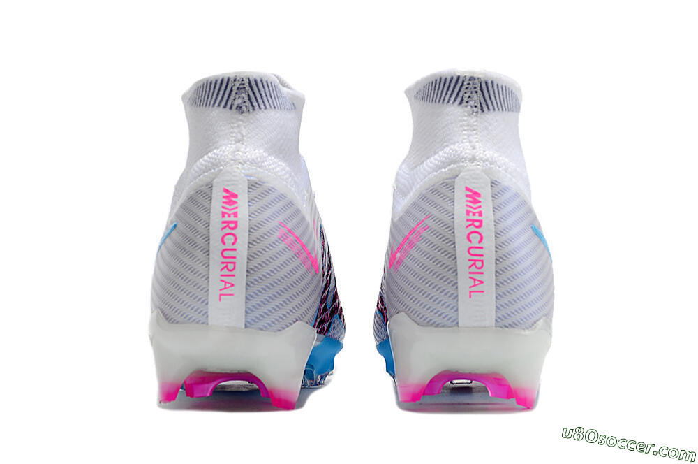 Nike Air Zoom Mercurial Superfly 9 Elite FG Firm Ground Soccer Cleats - White/Blue/Pink 5