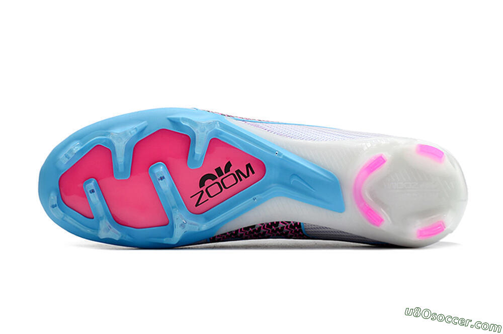 Nike Air Zoom Mercurial Superfly 9 Elite FG Firm Ground Soccer Cleats - White/Blue/Pink 6