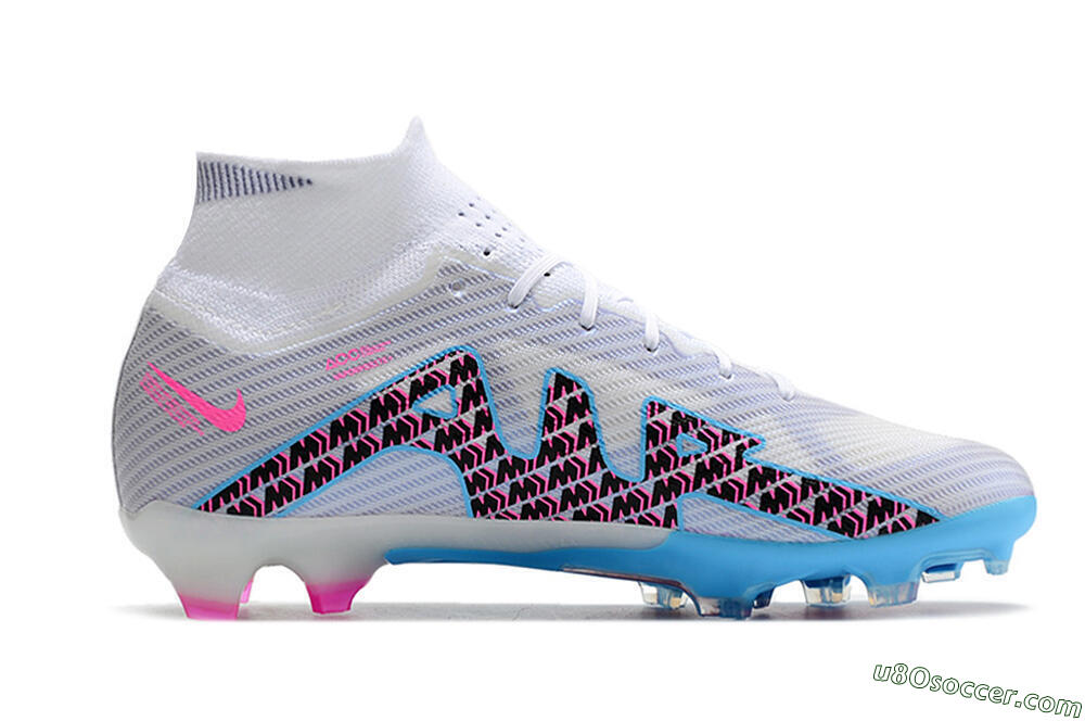 Nike Air Zoom Mercurial Superfly 9 Elite FG Firm Ground Soccer Cleats - White/Blue/Pink 7