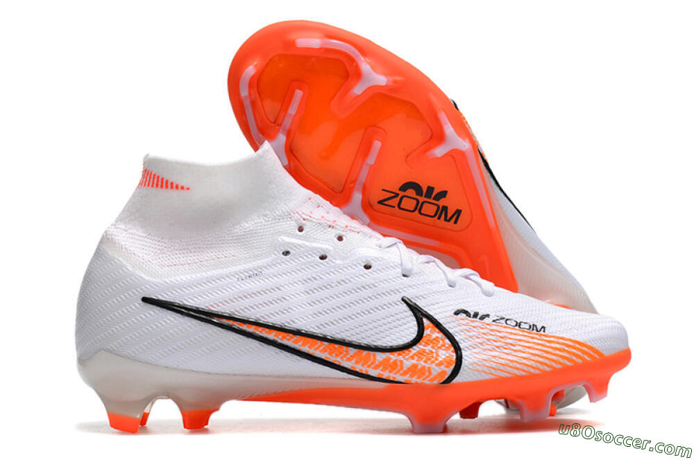 Nike Air Zoom Mercurial Superfly 9 Elite FG Firm Ground Soccer Cleats - White/Orange/Black 1
