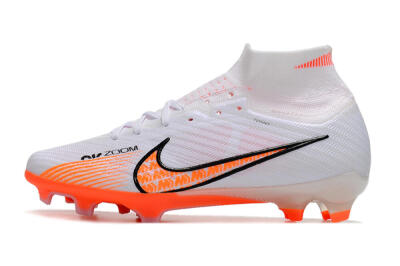Nike Air Zoom Mercurial Superfly 9 Elite FG Firm Ground Soccer Cleats - White/Orange/Black