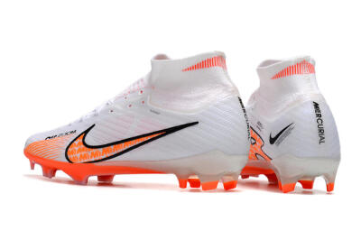 Nike Air Zoom Mercurial Superfly 9 Elite FG Firm Ground Soccer Cleats - White/Orange/Black