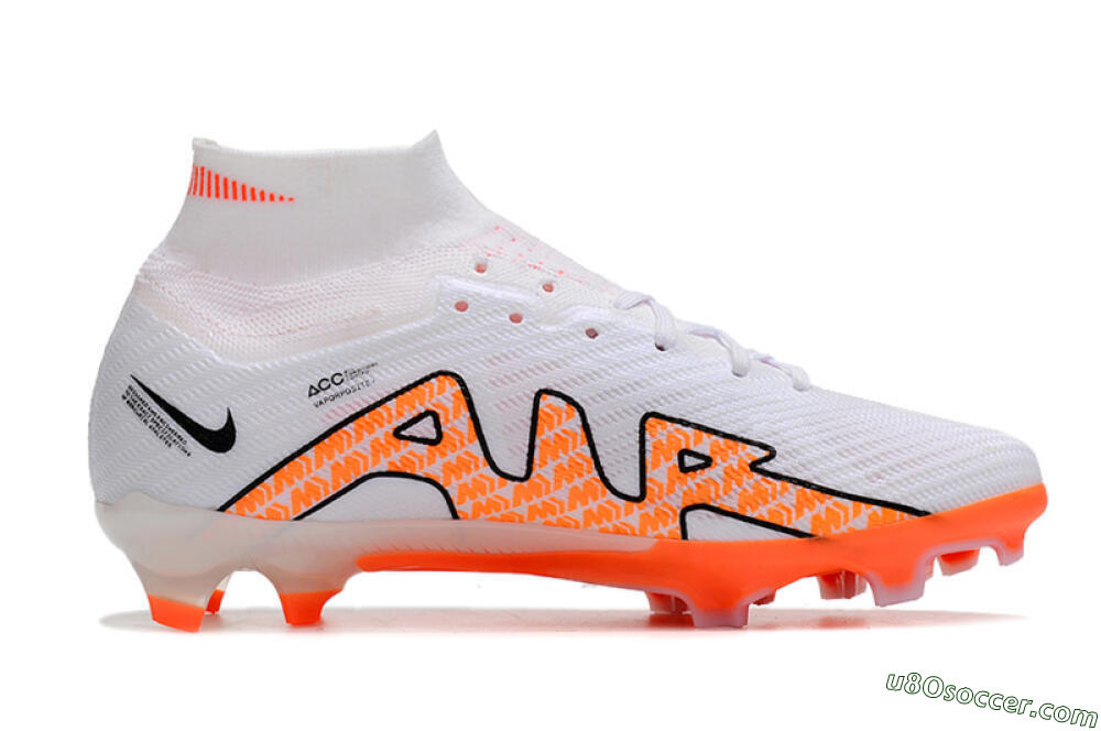 Nike Air Zoom Mercurial Superfly 9 Elite FG Firm Ground Soccer Cleats - White/Orange/Black 5