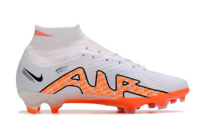 Nike Air Zoom Mercurial Superfly 9 Elite FG Firm Ground Soccer Cleats - White/Orange/Black