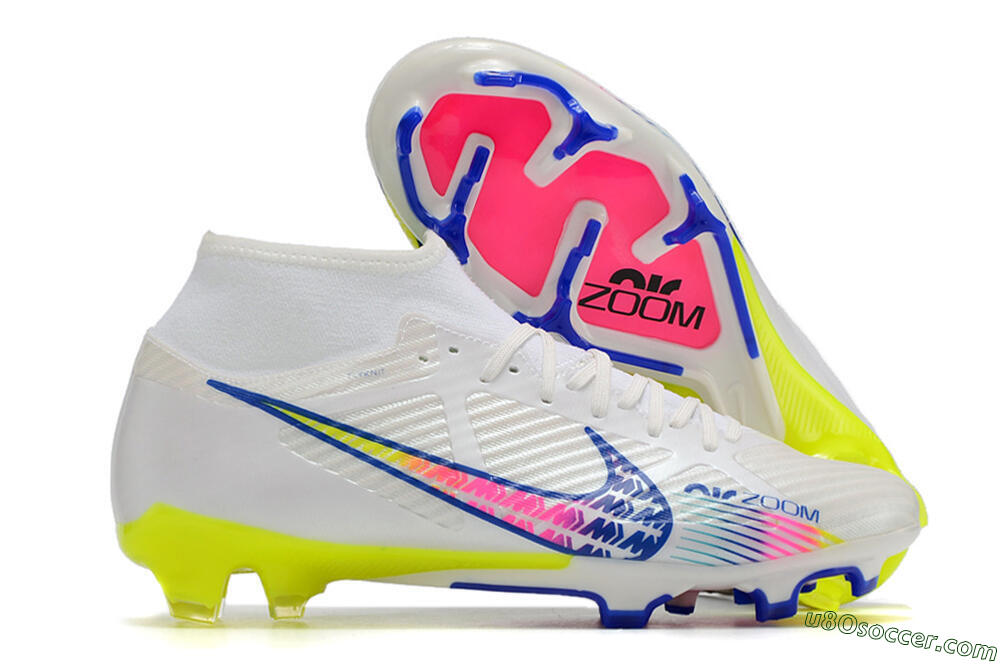 Nike Air Zoom Mercurial Superfly 9 Elite FG Firm Ground Soccer Cleats - White/Pink/Blue 1