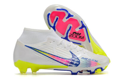 Nike Air Zoom Mercurial Superfly 9 Elite FG Firm Ground Soccer Cleats - White/Pink/Blue