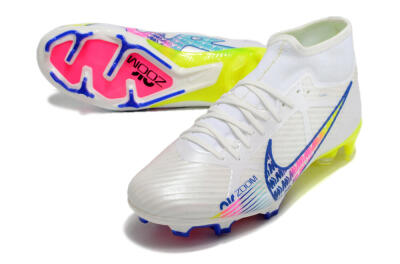 Nike Air Zoom Mercurial Superfly 9 Elite FG Firm Ground Soccer Cleats - White/Blue/Pink/Green