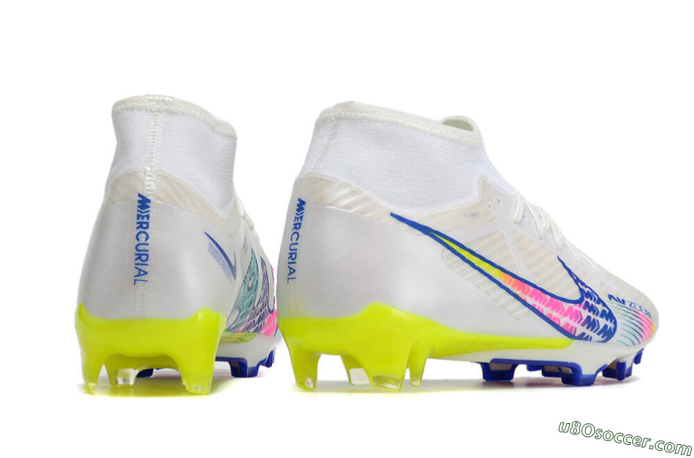 Nike Air Zoom Mercurial Superfly 9 Elite FG Firm Ground Soccer Cleats - White/Blue/Pink/Green 6
