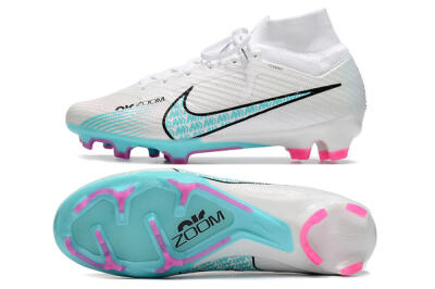 Nike Air Zoom Mercurial Superfly 9 Elite FG Firm Ground Soccer Cleats - White/Blue/Black