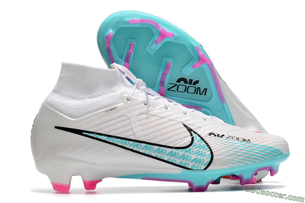 Nike Air Zoom Mercurial Superfly 9 Elite FG Firm Ground Soccer Cleats - White/Blue/Black 1