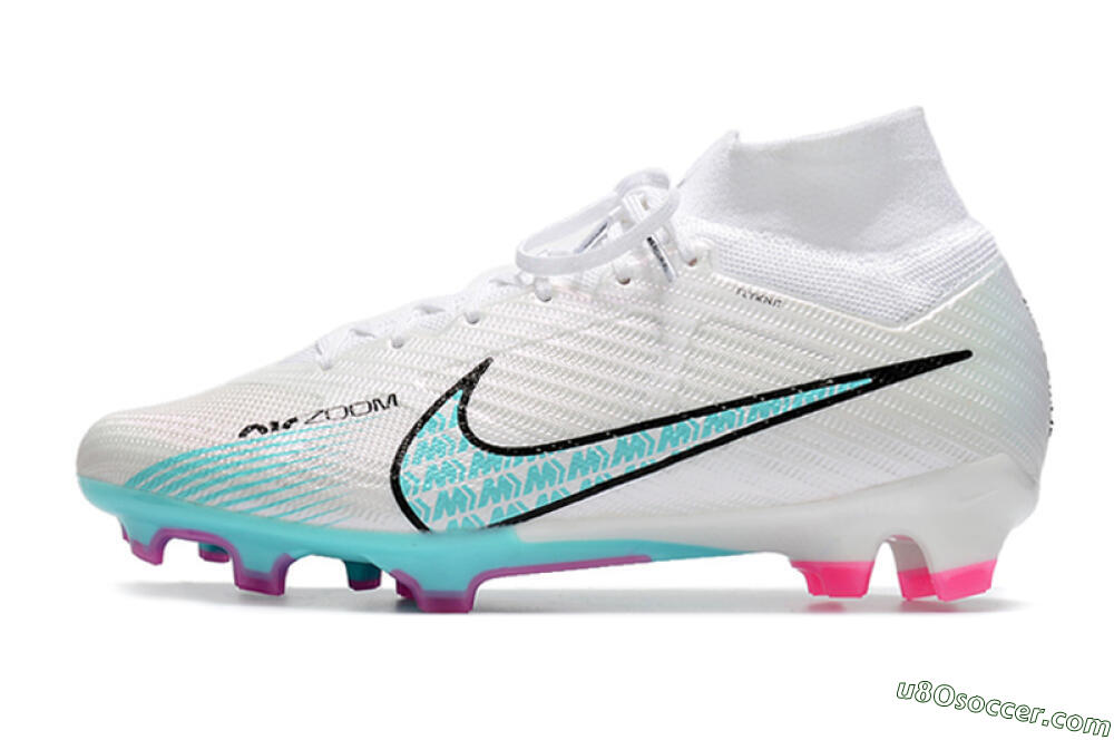 White, Blue & Black FG Soccer Cleats - Elite Nike Air Zoom