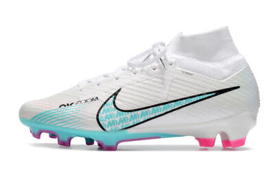 Nike Air Zoom Mercurial Superfly 9 Elite FG Firm Ground Soccer Cleats - White/Blue/Black