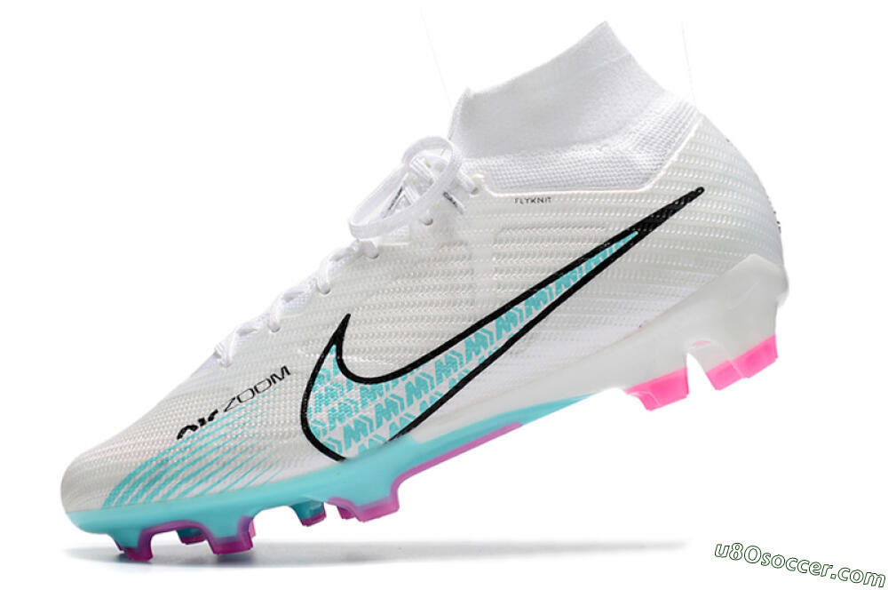 Nike Air Zoom Mercurial Superfly 9 Elite FG Firm Ground Soccer Cleats - White/Blue/Black 5