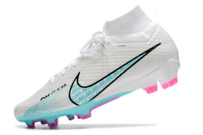 Nike Air Zoom Mercurial Superfly 9 Elite FG Firm Ground Soccer Cleats - White/Blue/Black