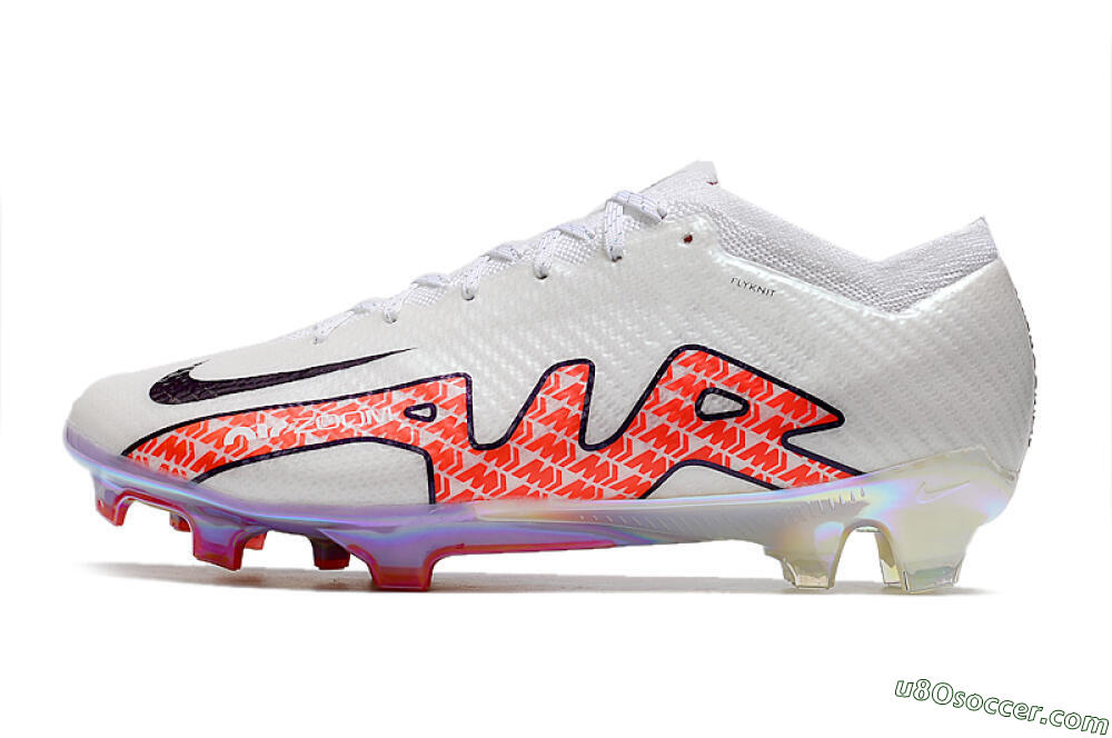 Nike Air Zoom Mercurial Vapor 15 Elite FG Firm Ground Soccer Cleats - White/Red 2
