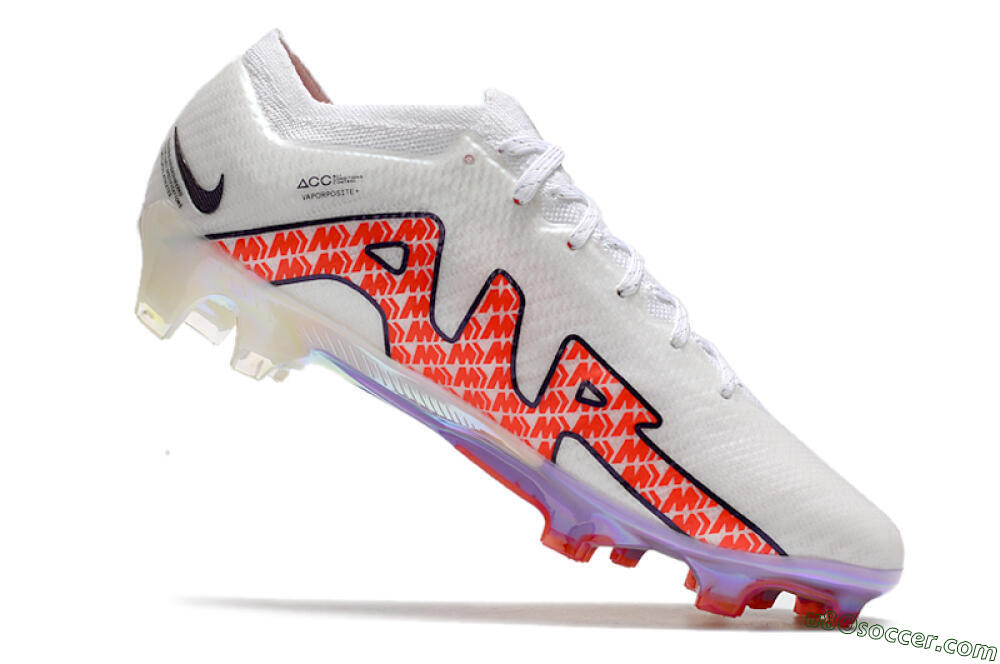 Nike Air Zoom Mercurial Vapor 15 Elite FG Firm Ground Soccer Cleats - White/Red 4