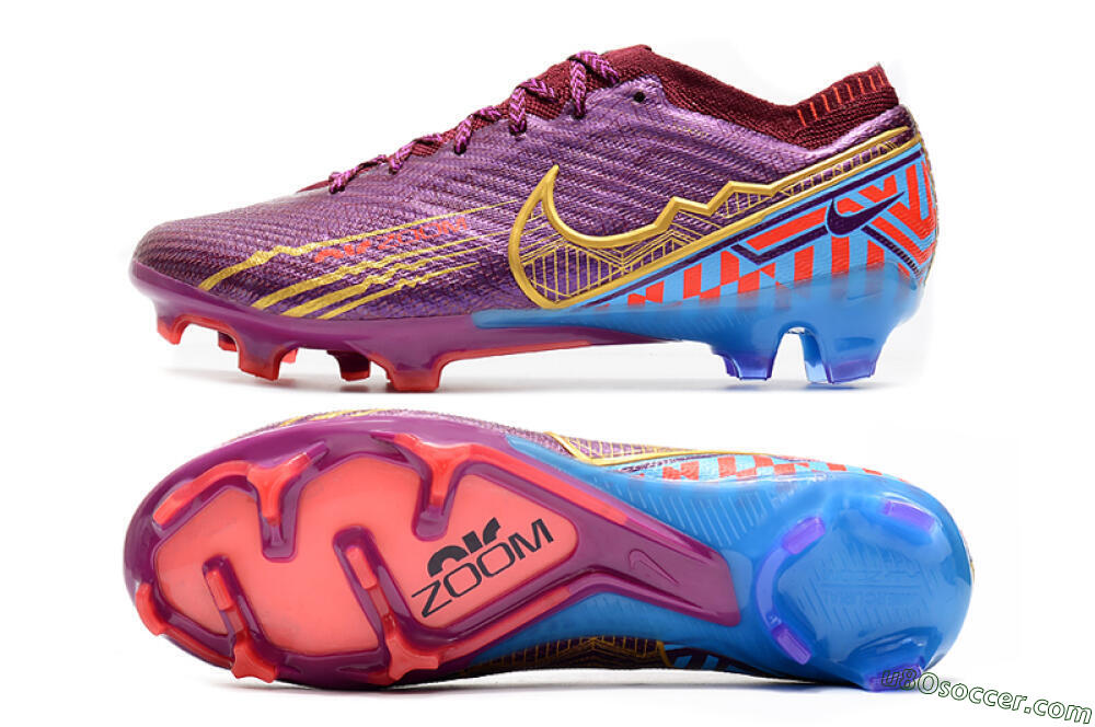 Nike Air Zoom Mercurial Vapor 15 Elite FG Firm Ground Soccer Cleats - Purple/Blue/Gold 0