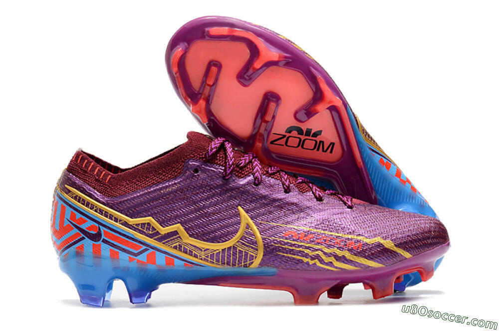 Nike Air Zoom Mercurial Vapor 15 Elite FG Firm Ground Soccer Cleats - Purple/Blue/Gold 1