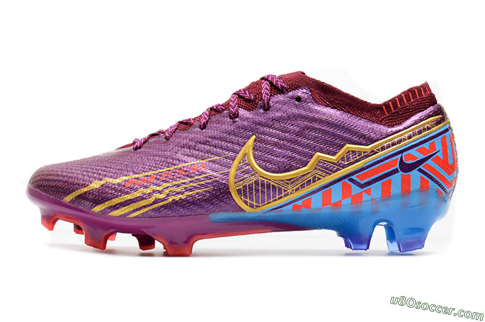 Nike Air Zoom Mercurial Vapor 15 Elite FG Firm Ground Soccer Cleats - Purple/Blue/Gold 2