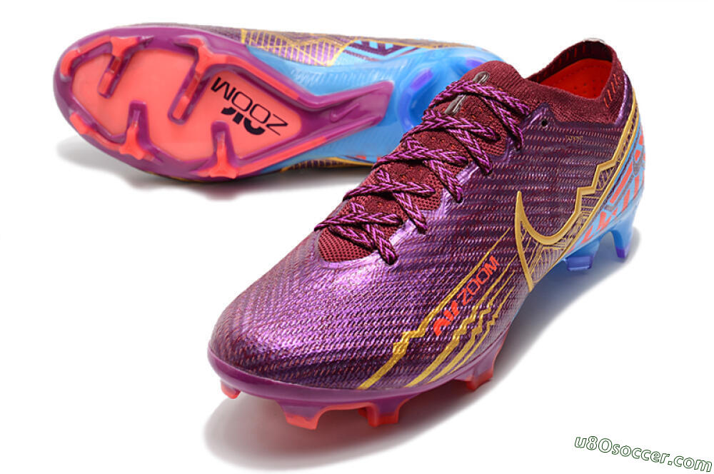 Nike Air Zoom Mercurial Vapor 15 Elite FG Firm Ground Soccer Cleats - Purple/Blue/Gold 3