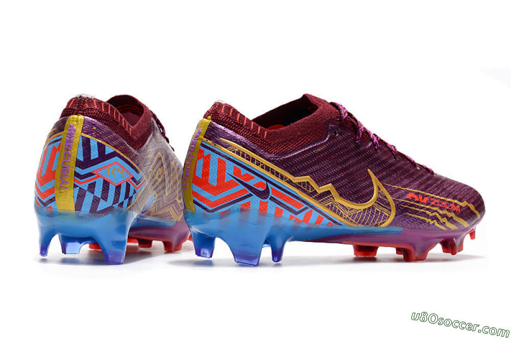 Nike Air Zoom Mercurial Vapor 15 Elite FG Firm Ground Soccer Cleats - Purple/Blue/Gold 6