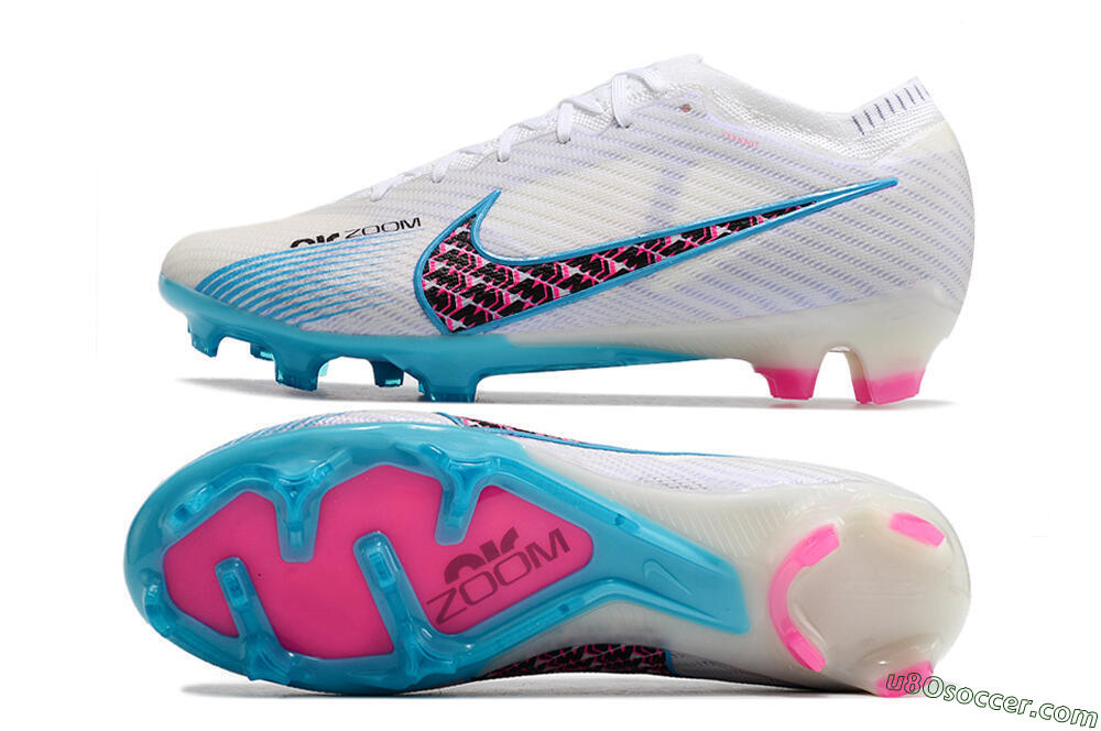 Nike Air Zoom Mercurial Vapor 15 Elite FG Firm Ground Soccer Cleats - White/Blue/Pink 0