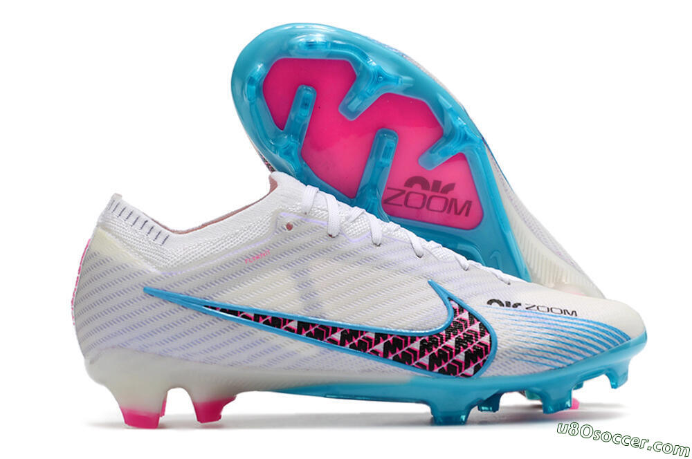 Nike Air Zoom Mercurial Vapor 15 Elite FG Firm Ground Soccer Cleats - White/Blue/Pink 1