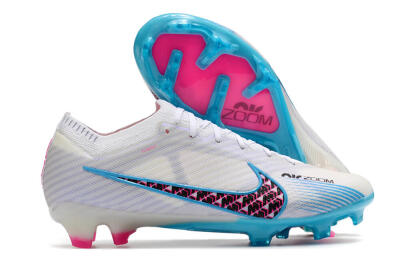 Nike Air Zoom Mercurial Vapor 15 Elite FG Firm Ground Soccer Cleats - White/Blue/Pink