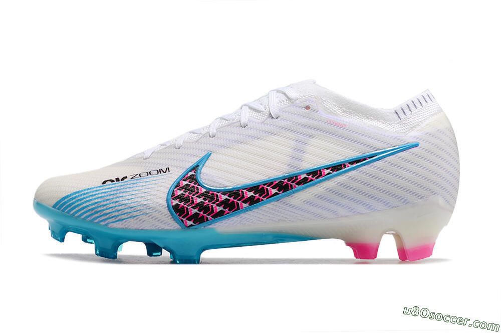 Nike Air Zoom Mercurial Vapor 15 Elite FG Firm Ground Soccer Cleats - White/Blue/Pink 2