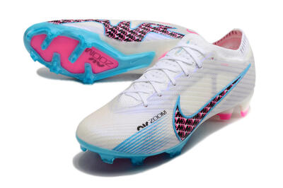 Nike Air Zoom Mercurial Vapor 15 Elite FG Firm Ground Soccer Cleats - White/Blue/Pink