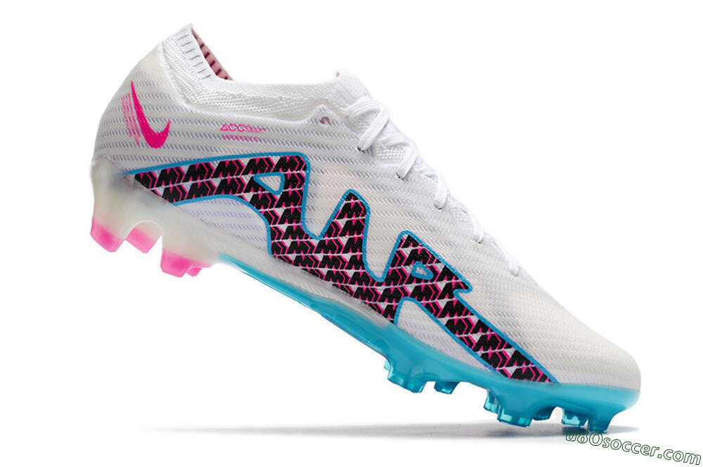 Nike Air Zoom Mercurial Vapor 15 Elite FG Firm Ground Soccer Cleats - White/Blue/Pink 4