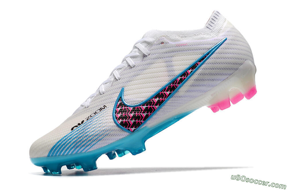 Nike Air Zoom Mercurial Vapor 15 Elite FG Firm Ground Soccer Cleats - White/Blue/Pink 5