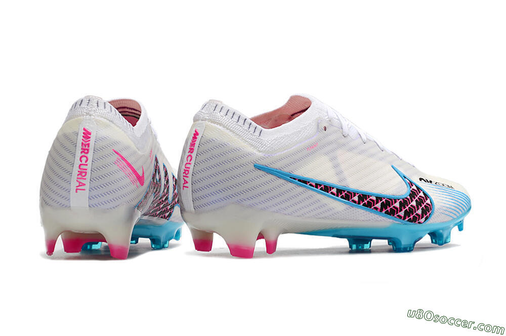 Nike Air Zoom Mercurial Vapor 15 Elite FG Firm Ground Soccer Cleats - White/Blue/Pink 6