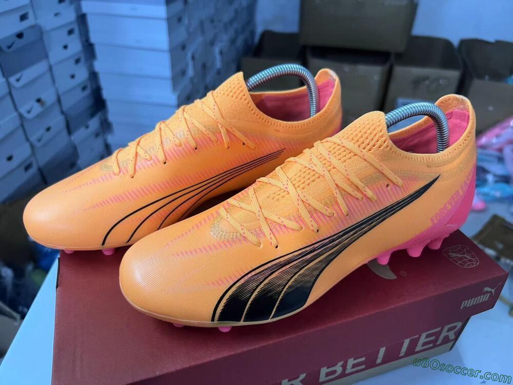 Puma Ultra Ultimate MG Multi Ground Soccer Cleats - Yellow/Black/Pink