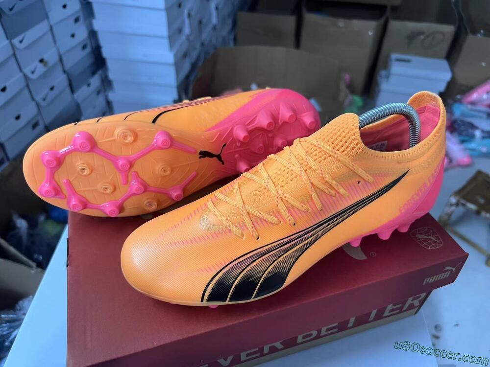 Puma Ultra Ultimate MG Multi Ground Soccer Cleats - Yellow/Black/Pink