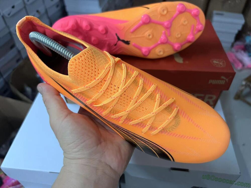 Puma Ultra Ultimate MG Multi Ground Soccer Cleats - Yellow/Black/Pink