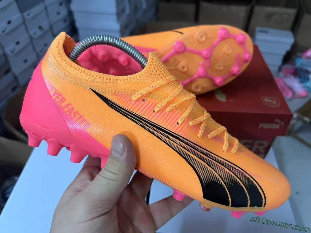 Puma Ultra Ultimate MG Multi Ground Soccer Cleats - Yellow/Black/Pink