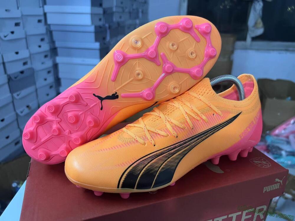 Puma Ultra Ultimate MG Multi Ground Soccer Cleats - Yellow/Black/Pink