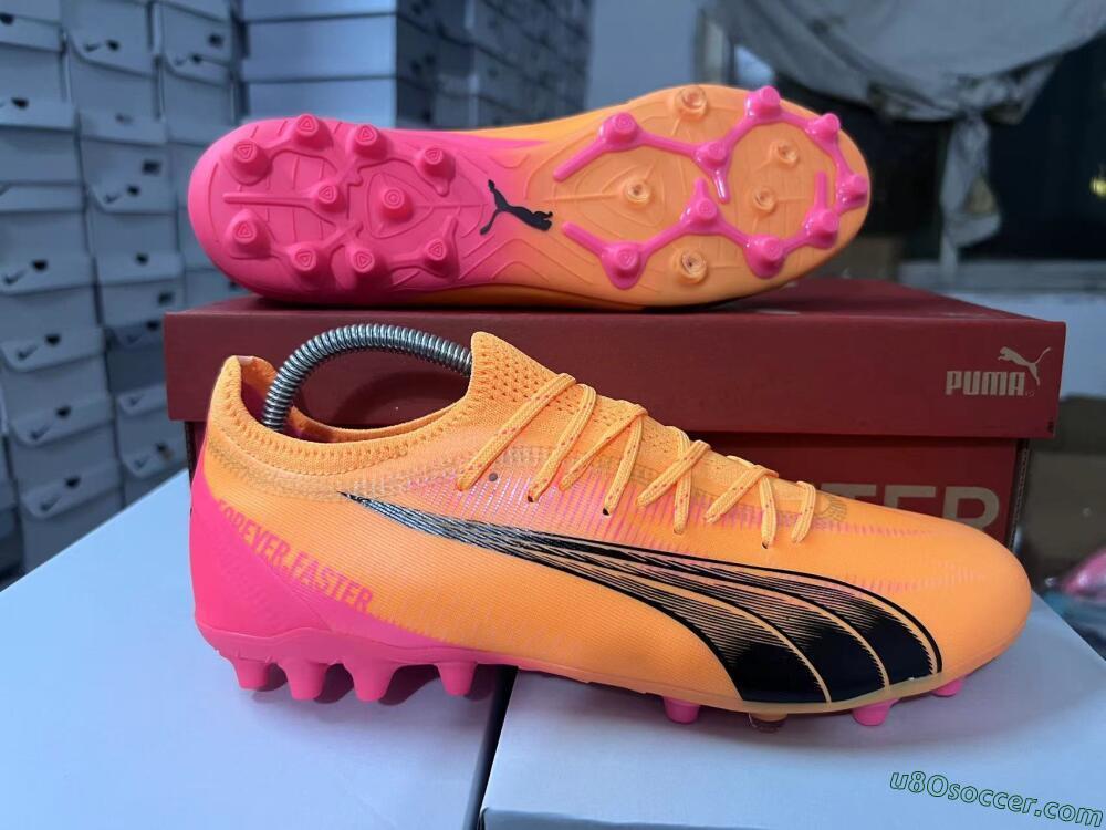 Puma Ultra Ultimate MG Multi Ground Soccer Cleats - Yellow/Black/Pink
