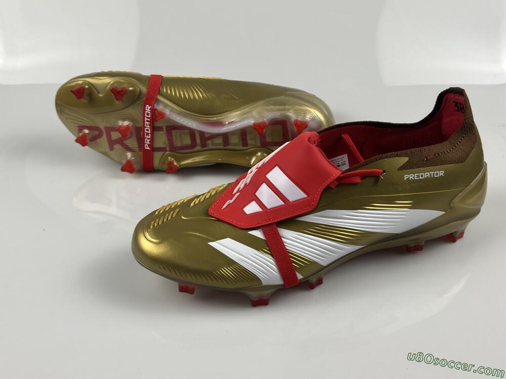 Adidas Predator Elite Foldover Tongue FG Firm Ground Soccer Cleats - Gold/White/Red