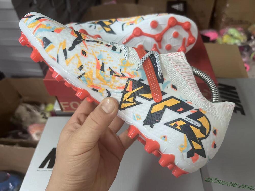 Puma Future Ultimate MG Multi Ground Soccer Cleats - White/Blue/Yellow