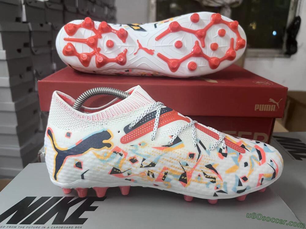 Puma Future Ultimate MG Multi Ground Soccer Cleats - White/Blue/Yellow