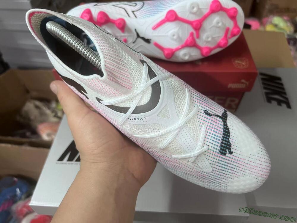 Puma Future Ultimate MG Multi Ground Soccer Cleats - White/Blue/Pink