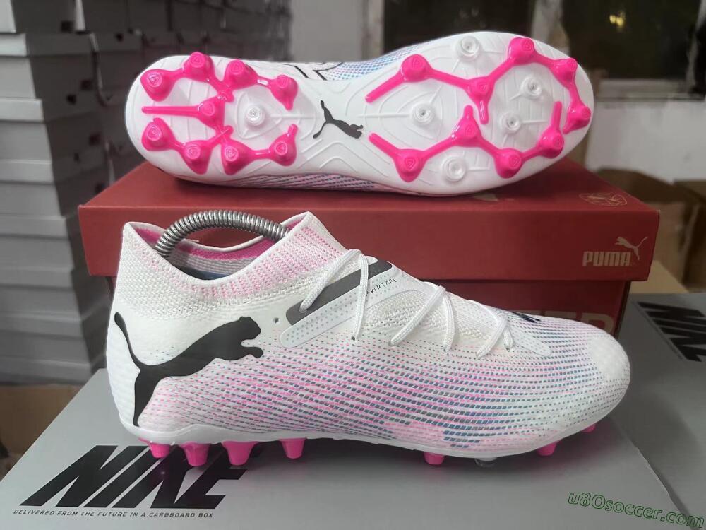 Puma Future Ultimate MG Multi Ground Soccer Cleats - White/Blue/Pink
