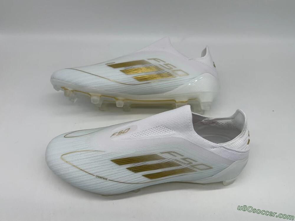 Adidas F50+ Adizero FG Firm Ground Soccer Cleats - White/Gold