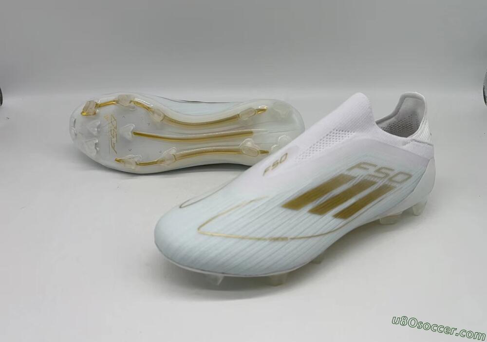 Adidas F50+ Adizero FG Firm Ground Soccer Cleats - White/Gold