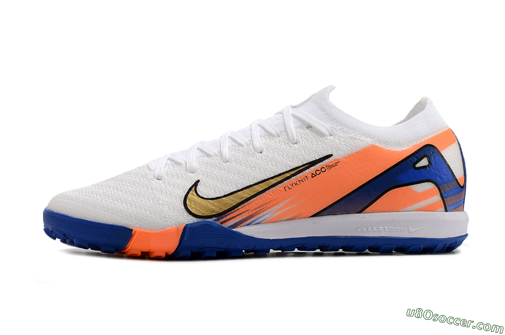 Nike Air Zoom Mercurial Vapor 16 Elite TF Artificial Turf Soccer Shoes - White/Orange/Blue 2